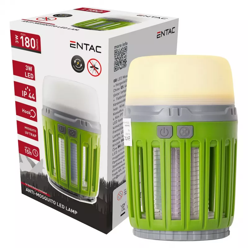 ENTAC UV lapač hmyzu komárov kempingová lampa zelená