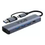 INCA Hub IUTP-5T USB-C/A na 3x USB-A 3.0 / RJ45 5 Gbit/s sivý