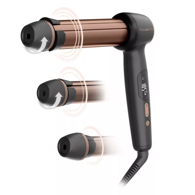 Rowenta CF4620E0 Twist Curl kulma - keramika, ionizácia, 27/32/38 mm, LCD displej, 86 W, čierna/medená