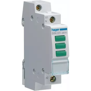 HAGER SVN221 modulárna signálna lampa, 230V AC, 3 x zelená LED, DIN lišta