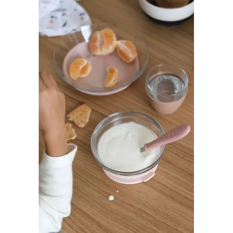 Beaba Duralex súprava na stolovanie z tvrdeného skla s prísavkami Cotton Candy