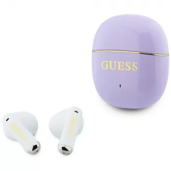 GUESS Glossy Gold Line Classic TWS slúchadlá - fialové
