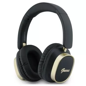 Guess Bluetooth náhlavné slúchadlá ENC Rectangle Metal Script čierne