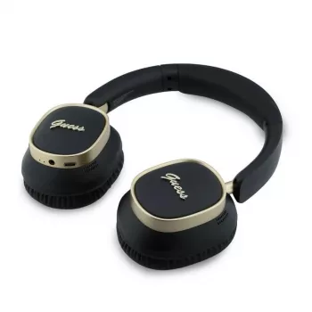 Guess Bluetooth náhlavné slúchadlá ENC Rectangle Metal Script čierne