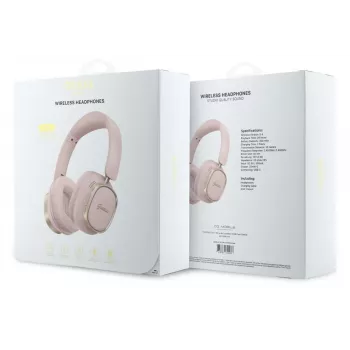Guess Bluetooth náhlavné slúchadlá ENC Rectangle Metal Script ružové