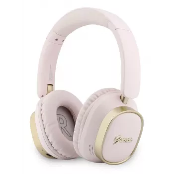 Guess Bluetooth náhlavné slúchadlá ENC Rectangle Metal Script ružové