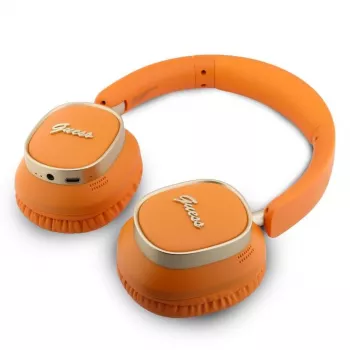 Guess Bluetooth náhlavné slúchadlá Rectangle Metal Script oranžové