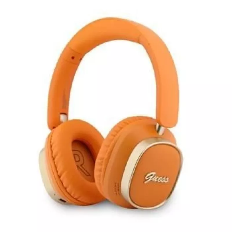 Guess Bluetooth náhlavné slúchadlá Rectangle Metal Script oranžové