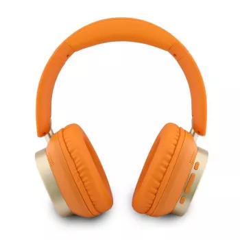Guess Bluetooth náhlavné slúchadlá Rectangle Metal Script oranžové