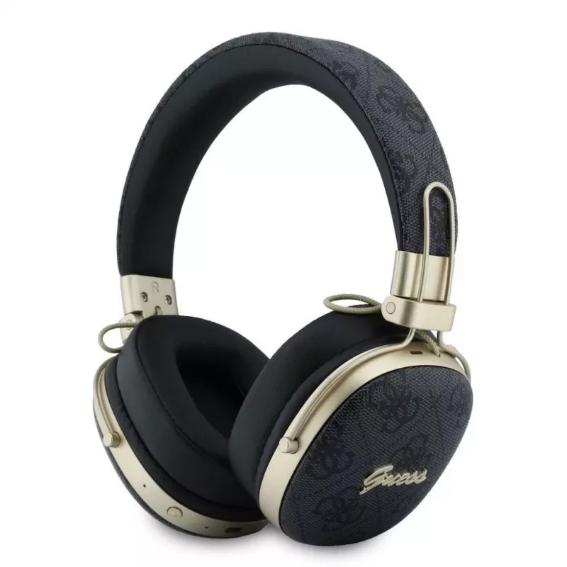 Guess náhlavné Bluetooth slúchadlá s ENC, Metal 4G Script Logo, čierne