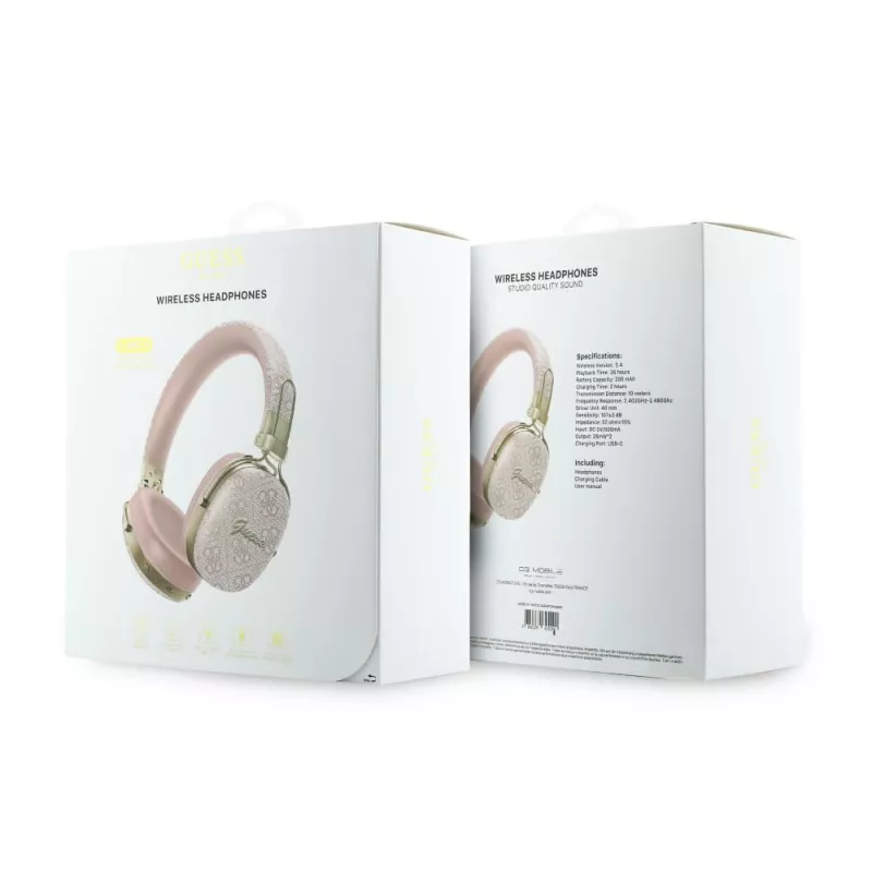 Guess náhlavné Bluetooth slúchadlá ENC Metal 4G Script Logo ružové