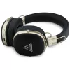 Guess náhlavné Bluetooth slúchadlá s ENC, kovové rebrované trojuholníkové logo, čierne