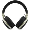 Guess náhlavné Bluetooth slúchadlá s ENC, kovové rebrované trojuholníkové logo, čierne