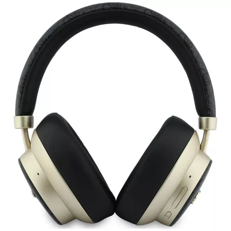 Guess GUE005456 náhlavné Bluetooth slúchadlá s ENC, 4G Gold Script Metal, čierne