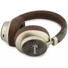 Guess GUE005457 náhlavné Bluetooth slúchadlá s ENC, hnedé, Gold Script Metal dizajn
