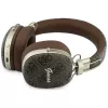 Guess GUE005462 náhlavné Bluetooth slúchadlá s ENC, kovový dizajn, 4G Script Logo, hnedé