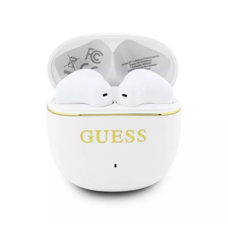 GUESS Glossy Gold Line Classic TWS slúchadlá biele