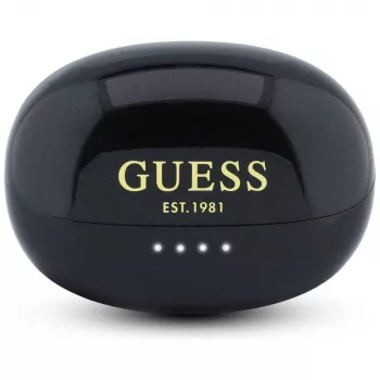 Guess Open-Wearable stereo Bluetooth slúchadlá s kovovým povrchom, elektroplátovanými časťami a klasickým logom čierne
