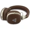 Guess GUE005460 náhlavné Bluetooth slúchadlá s ENC, hnedé, kovové rebrované trojuholníkové logo