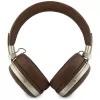Guess GUE005460 náhlavné Bluetooth slúchadlá s ENC, hnedé, kovové rebrované trojuholníkové logo