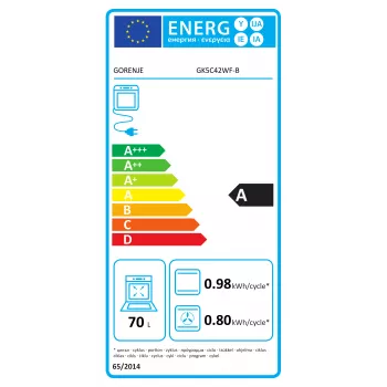 Gorenje GK5C42WF-B voľne stojaci plynovo-elektrický sporák, biela, 50 cm, 70 l