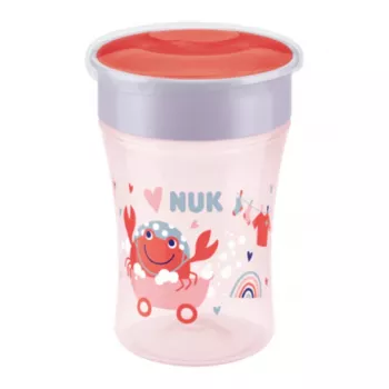 NUK Magic Cup 230 ml červený 360° náustok tréningový pohár pre deti od 8+ mesiacov, nevyteká, bez BPA, umývateľný v umývačke