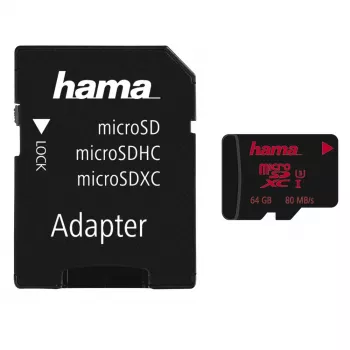 Hama microSDXC 64GB UHS Speed Class 3 UHS-I čítanie 100MB/s zápis 30MB/s so SD adaptérom