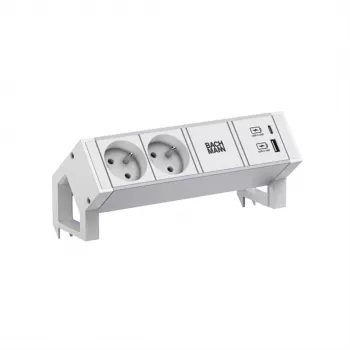 Bachmann DESK2 ALU WHITE 2xUTE 1xUSB A/C 22W 0.2m GST18