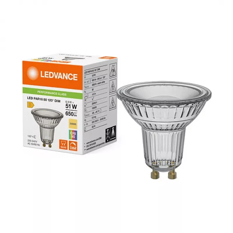 OSRAM LED PAR16 80 120° DIM P 6.9W 930 GU10 stmievateľná LED reflektorová žiarovka PAR16