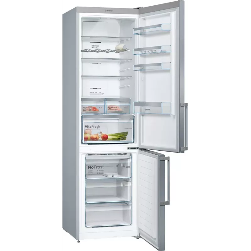 Bosch KGN397LEQ voľne stojaca chladnička s mrazničkou s NoFrost, VitaFresh, 363 l, vzhľad inox, energetická trieda E