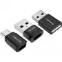 NEVOX Data Blocker (balenie 3 ks) - USB-A konektor samec na konektor samica, čistý nabíjací adaptér, zabraňuje Juice Jacking, čierny