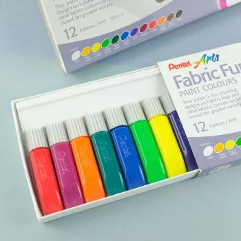 Pentel Arts FFPC1-12 sada farieb na textil, rôzne farby, 12 x 6 ml tuby