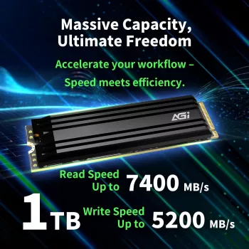 AGI TECHNOLOGY 1TB SSD M.2 NVMe PCIe Gen4x4 - 7400MB/s čítanie, 5200MB/s zápis, 750TBW
