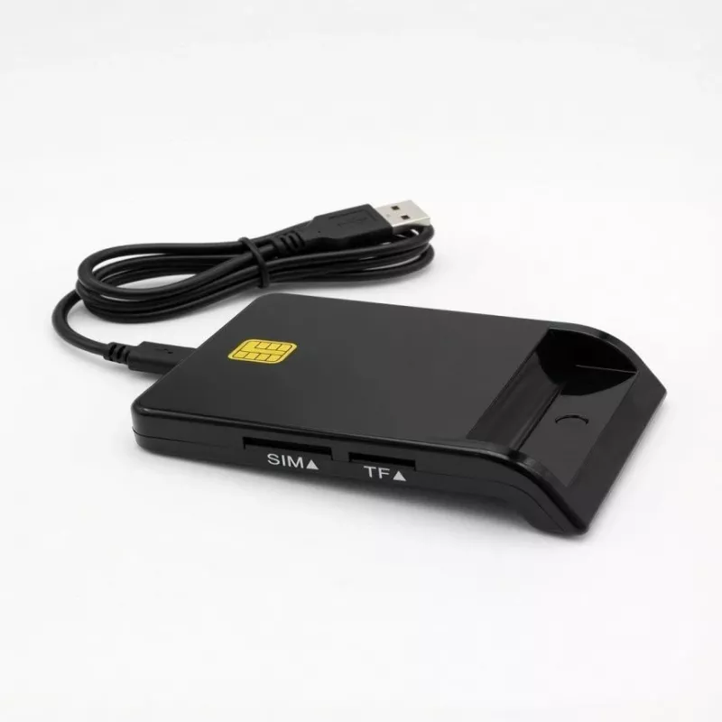 iLike 4-in-1 USB čítačka smart kariet s podporou SIM, SD a micro-SD, CAC čítačka pre preukazy, bankové karty, eID a pamäťové karty, čierna