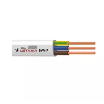 BVV-P plochý PVC napájací kábel 2x1,0 mm² biely 100m