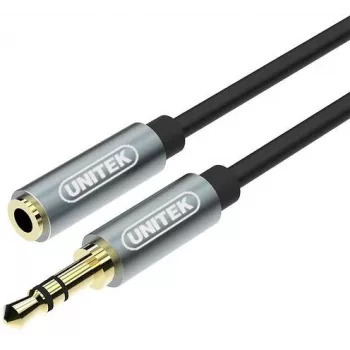 UNITEK 3.5mm audio predlžovací kábel 1m - jack na konektor samica, pozlátený, čierny