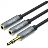 UNITEK Y-C956ABK 3,5mm mini jack konektor samec na 2x 3,5mm jack konektor samica audio splitter adaptér kábel - čierny