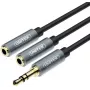 UNITEK Y-C956ABK 3,5mm mini jack konektor samec na 2x 3,5mm jack konektor samica audio splitter adaptér kábel - čierny