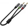 UNITEK Y-C957ABK 3.5mm mini jack audio splitter kábel, konektor samica na 2x konektor samec, 20 cm, čierny