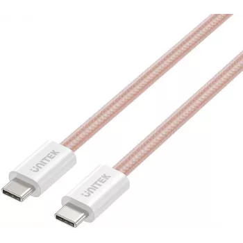 UNITEK Magnetic Coiling Braided USB-C to USB-C Cable 100W PD ružový 1m