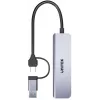 UNITEK 5-in-1 USB-C hub s SD a MicroSD čítačkou kariet, 5 Gbit/s, Space Grey