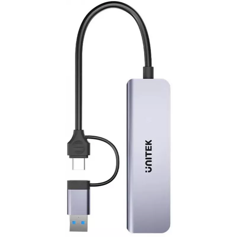 UNITEK 5-in-1 USB-C hub s SD a MicroSD čítačkou kariet, 5 Gbit/s, Space Grey