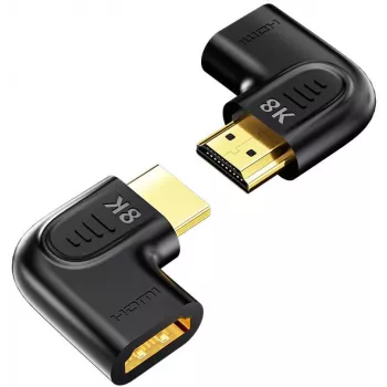 UNITEK plochý uhlový 8K HDMI adaptér 90° a 270° (balenie 2 ks) - čierny