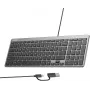 UNITEK SlimTap ľahká káblová kancelárska klávesnica USB-C/USB-A