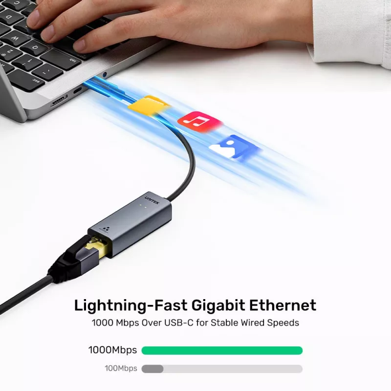 UNITEK USB-C na Gigabit Ethernet adaptér 1Gbps - Space Gray