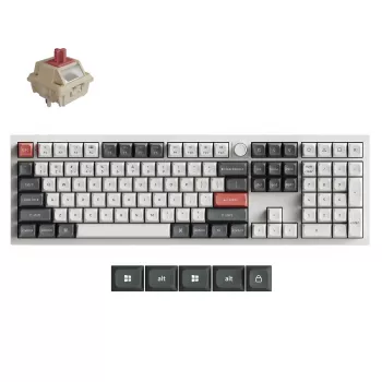 Keychron Q6U-P1 100% Full-Size mechanická herná klávesnica, Gateron G Pro 3.0 Milk POM Red Switch, Hot-Swap, 8K Polling Rate, RGB, QMK/VIA, CNC hliníkové puzdro, Double-Shot PBT keycaps, USB-C káblová