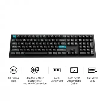 Keychron Q6U-P1 100% Full-Size mechanická herná klávesnica, Gateron G Pro 3.0 Milk POM Red Switch, Hot-Swap, 8K Polling Rate, RGB, QMK/VIA, CNC hliníkové puzdro, Double-Shot PBT keycaps, USB-C káblová