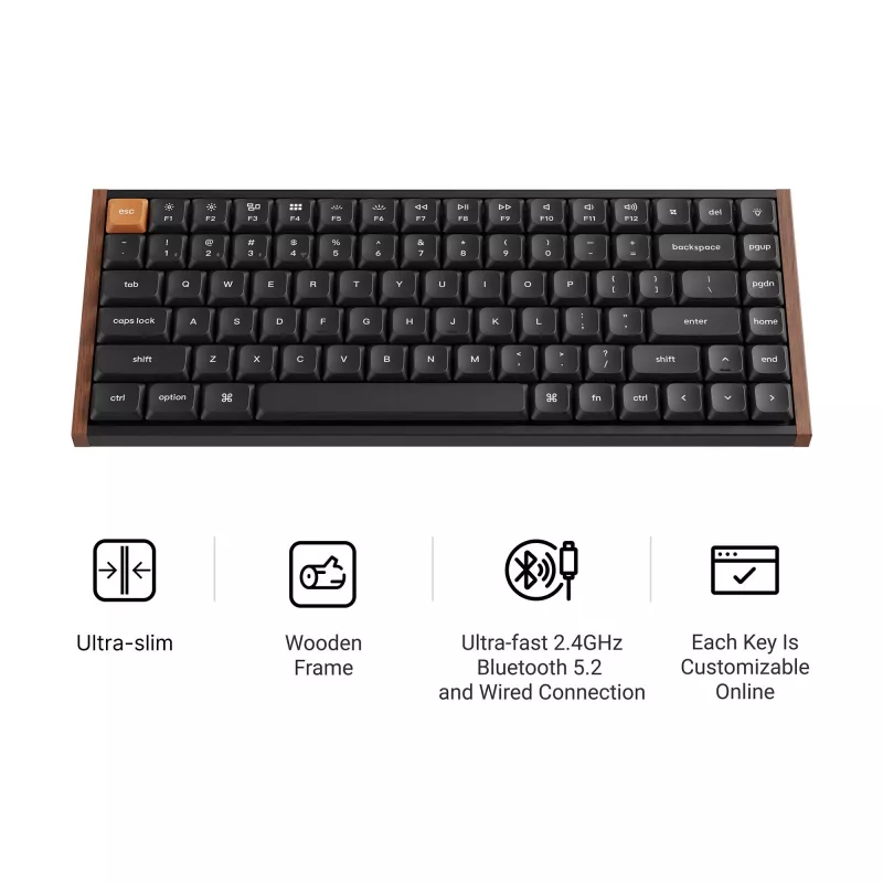 Keychron K3M-F1 75% Low-Profile mechanická klávesnica, Gateron Red Switch, RGB Hot-Swap, Bluetooth 5.1 & USB-C, čierna