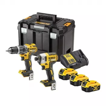 DEWALT 18V XR bezkefový vŕtací skrutkovač a rázový uťahovač Twin Pack DCK266P3T s 3x 5.0Ah batériami, nabíjačkou a kufrom TSTAK
