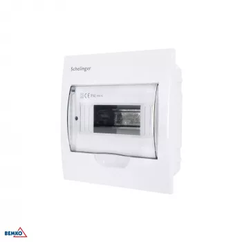 SCHELINGER A80-RDP-IP40-NPE-08P Podomietkový rozvádzač IP40, 8 modulov, 1 rad, 8N+8PE svorky, priehľadné dvierka, biely
